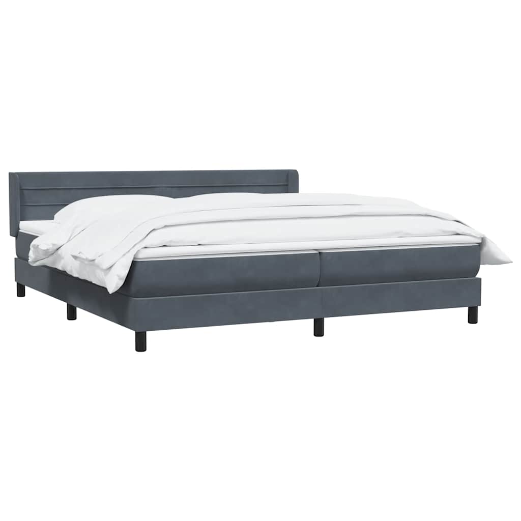 vidaXL Κρεβάτι Boxspring με Στρώμα Σκούρο Γκρι 180x210 εκ. Βελούδινο