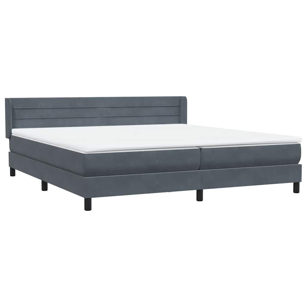 vidaXL Κρεβάτι Boxspring με Στρώμα Σκούρο Γκρι 180x210 εκ. Βελούδινο