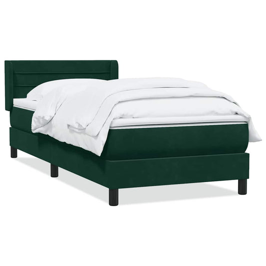 vidaXL Box Spring κρεβάτι με στρώμα σκούρο πράσινο 80x220εκ. Βελούδινο