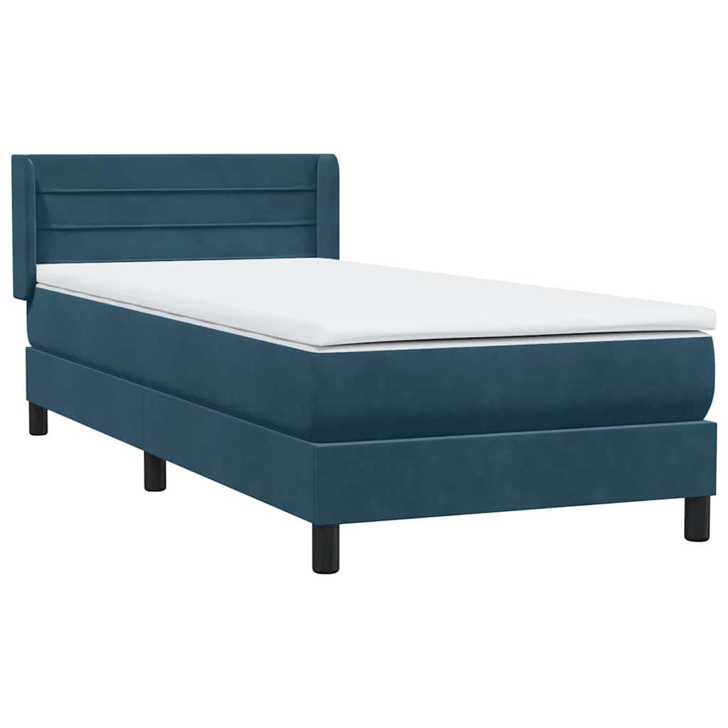 vidaXL Κρεβάτι Boxspring με Στρώμα Σκούρο Μπλε 80x220 εκ. Βελούδινο