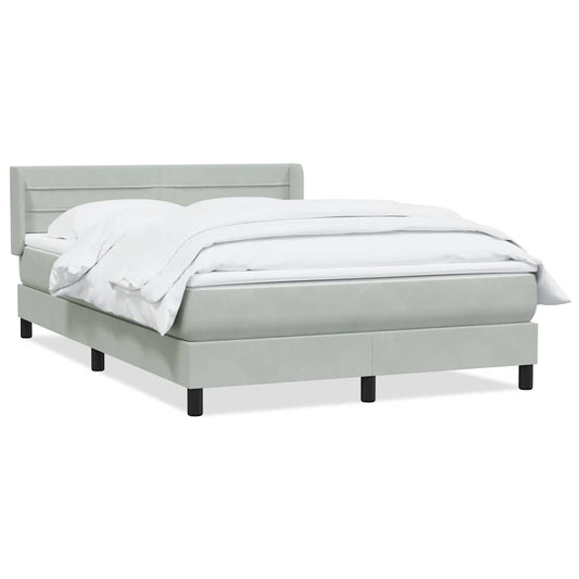 vidaXL Κρεβάτι Boxspring με Στρώμα Ανοιχτό Γκρι 160x220 εκ. Βελούδινο