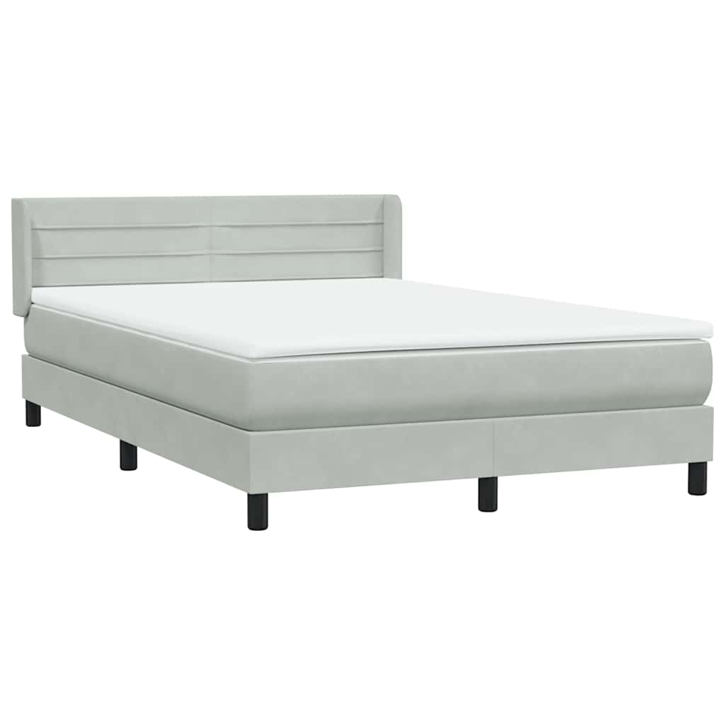 vidaXL Κρεβάτι Boxspring με Στρώμα Ανοιχτό Γκρι 160x220 εκ. Βελούδινο
