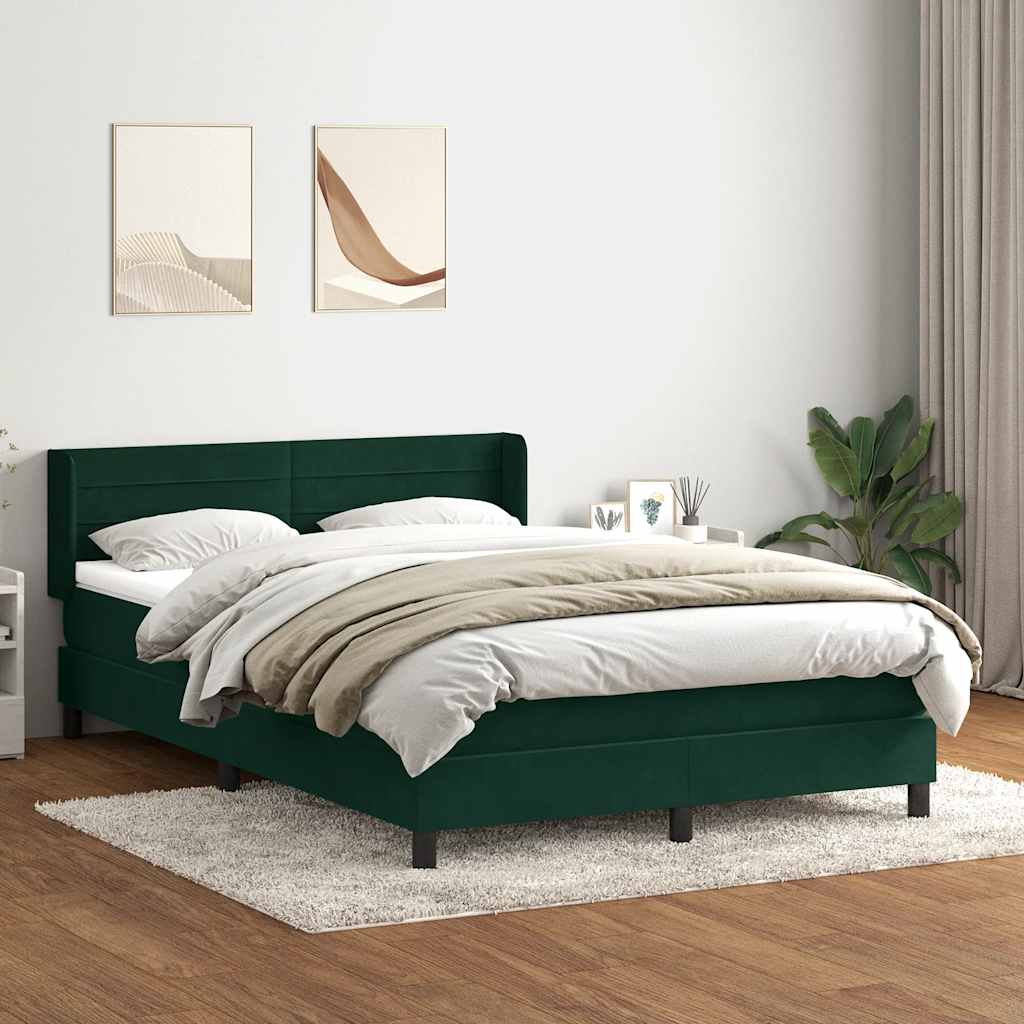 vidaXL Box Spring κρεβάτι με στρώμα σκούρο πράσινο 160x220cm Βελούδινο