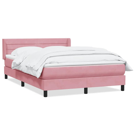 vidaXL Box Spring κρεβάτι με στρώμα ροζ 160x220 cm Βελούδινο