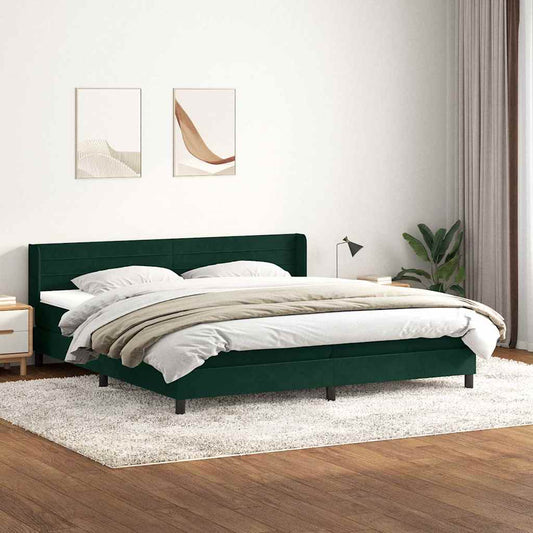 vidaXL Box Spring κρεβάτι με στρώμα σκούρο πράσινο 180x220cm Βελούδινο