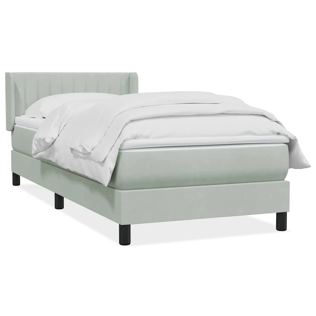 vidaXL Κρεβάτι Boxspring με Στρώμα Ανοιχτό Γκρι 80x210 εκ. Βελούδινο