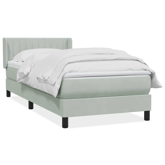 vidaXL Κρεβάτι Boxspring με Στρώμα Ανοιχτό Γκρι 80x210 εκ. Βελούδινο
