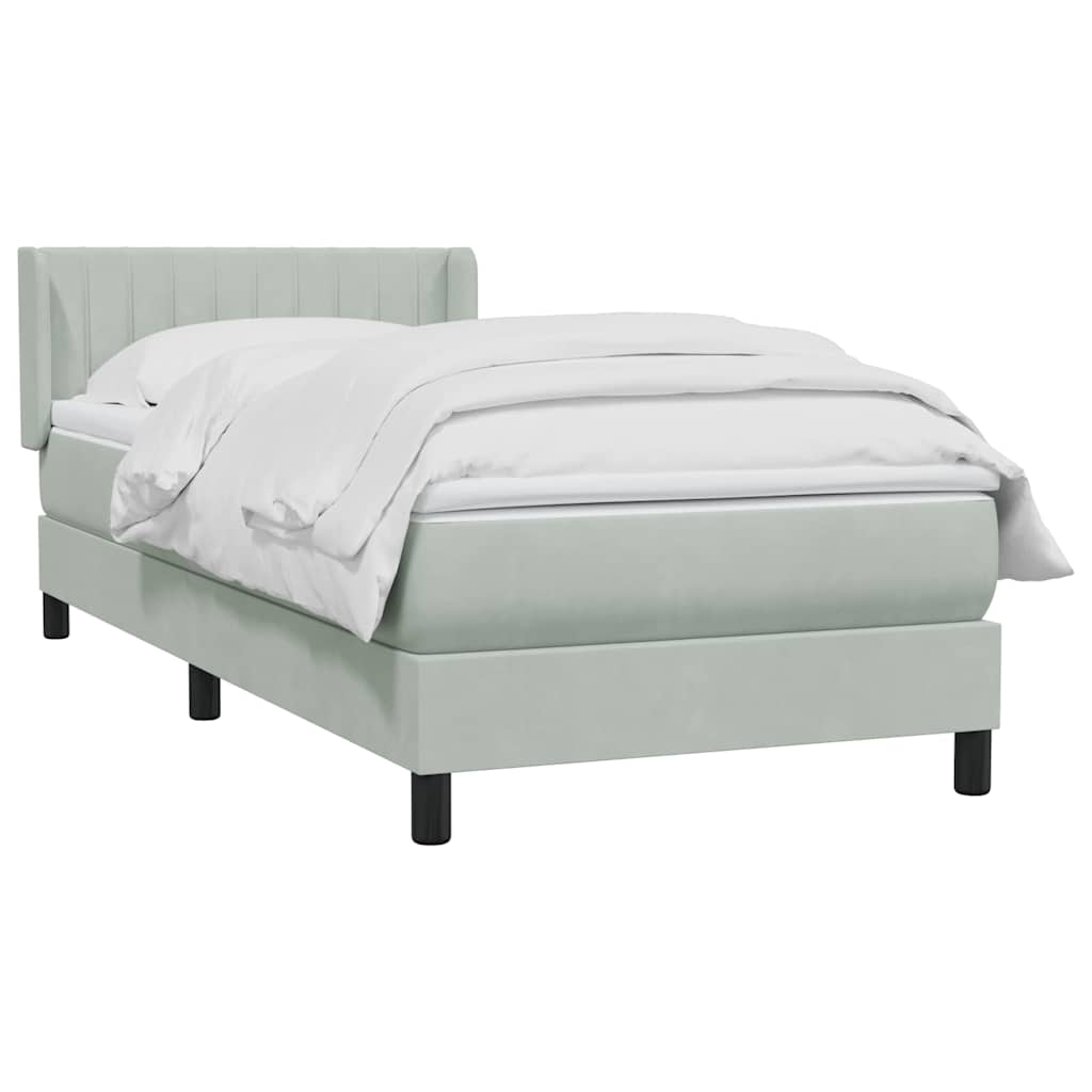 vidaXL Κρεβάτι Boxspring με Στρώμα Ανοιχτό Γκρι 80x210 εκ. Βελούδινο