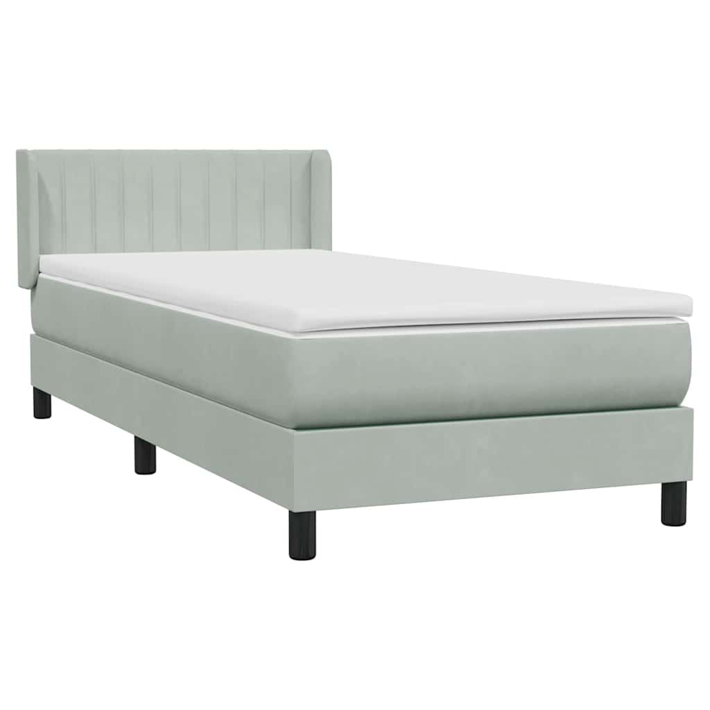vidaXL Κρεβάτι Boxspring με Στρώμα Ανοιχτό Γκρι 80x210 εκ. Βελούδινο