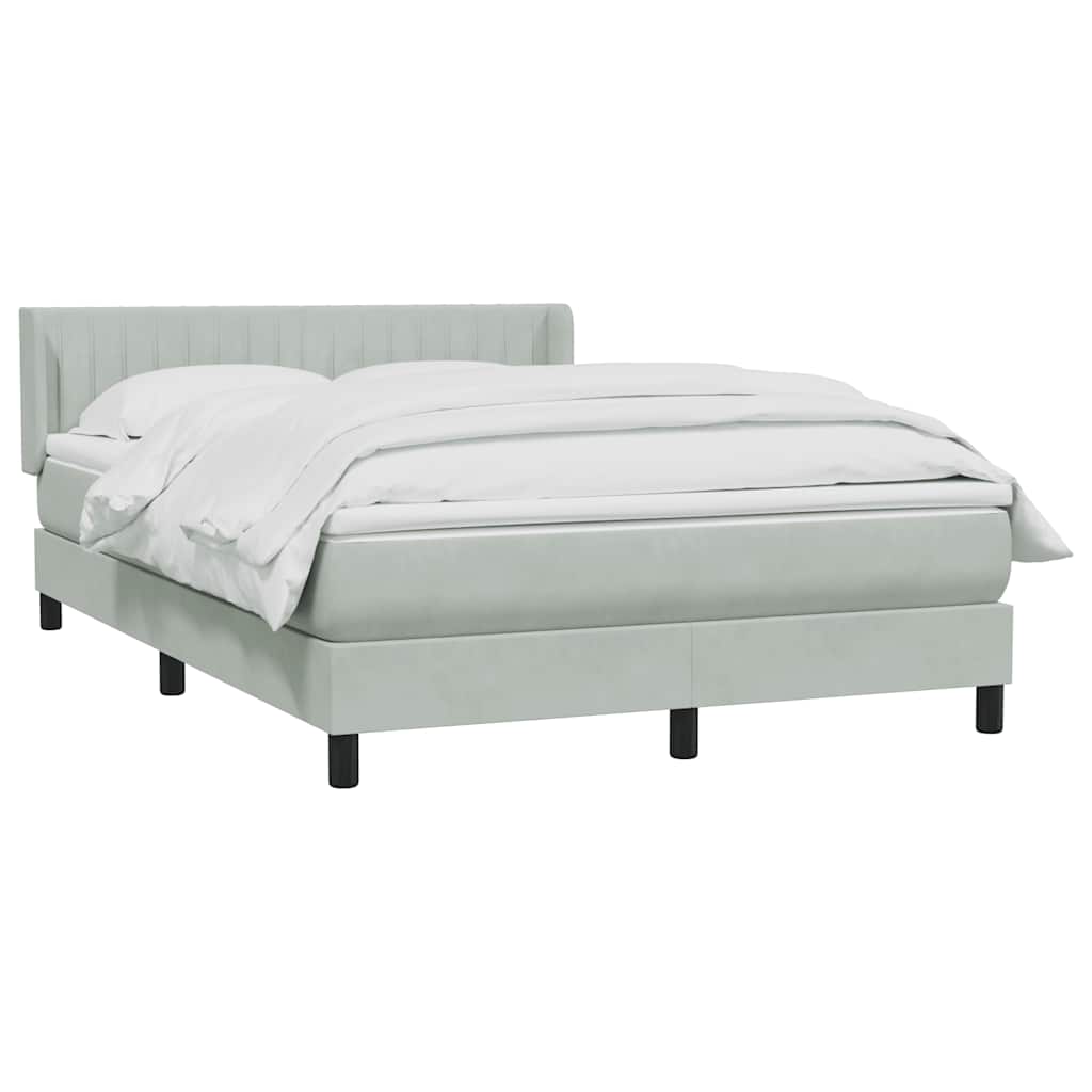 vidaXL Κρεβάτι Boxspring με Στρώμα Ανοιχτό Γκρι 160x210 εκ. Βελούδινο