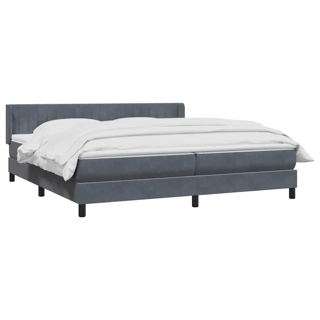vidaXL Κρεβάτι Boxspring με Στρώμα Σκούρο Γκρι 180x210 εκ. Βελούδινο