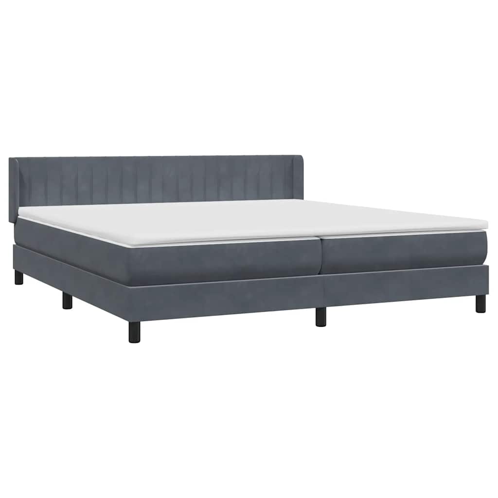 vidaXL Κρεβάτι Boxspring με Στρώμα Σκούρο Γκρι 180x210 εκ. Βελούδινο