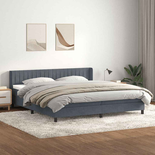 vidaXL Κρεβάτι Boxspring με Στρώμα Σκούρο Γκρι 180x210 εκ. Βελούδινο