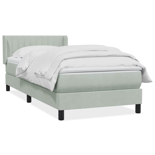 vidaXL Box Spring κρεβάτι με στρώμα ανοιχτό γκρι 80x220 cm Βελούδινο
