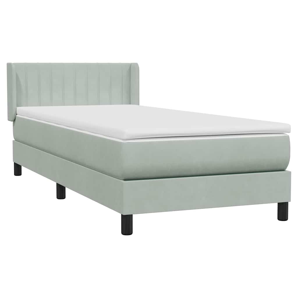 vidaXL Box Spring κρεβάτι με στρώμα ανοιχτό γκρι 80x220 cm Βελούδινο