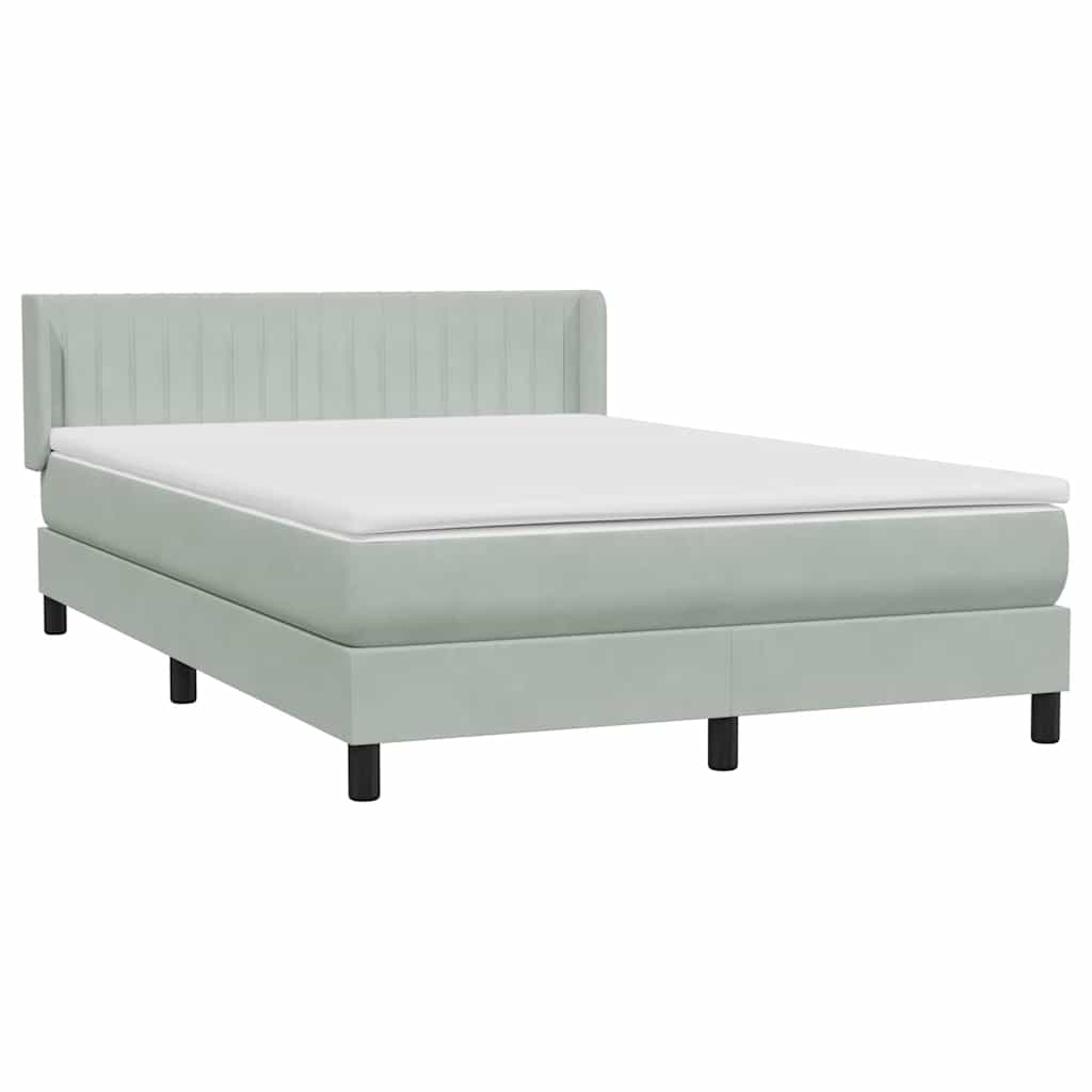 vidaXL Κρεβάτι Boxspring με Στρώμα Ανοιχτό Γκρι 160x220 εκ. Βελούδινο