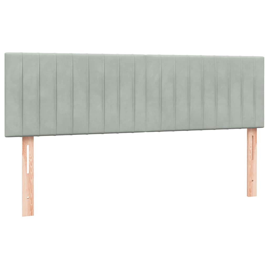 vidaXL Κρεβάτι Boxspring με Στρώμα Ανοιχτό Γκρι 160x220 εκ. Βελούδινο