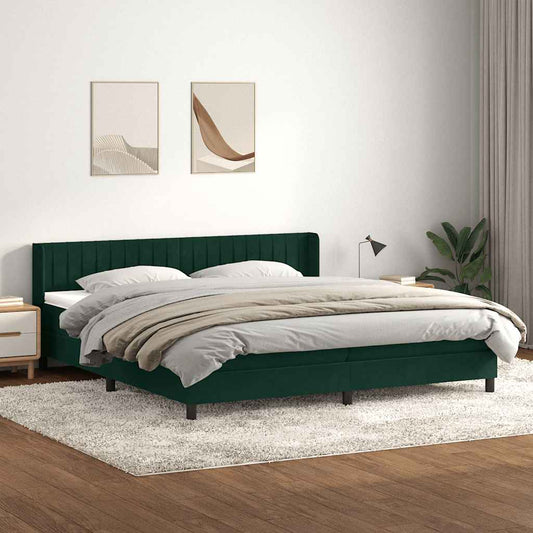 vidaXL Box Spring κρεβάτι με στρώμα σκούρο πράσινο 180x220cm Βελούδινο