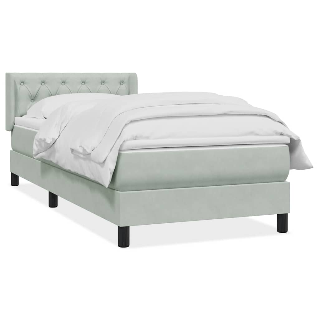 vidaXL Κρεβάτι Boxspring με Στρώμα Ανοιχτό Γκρι 80x210 εκ. Βελούδινο