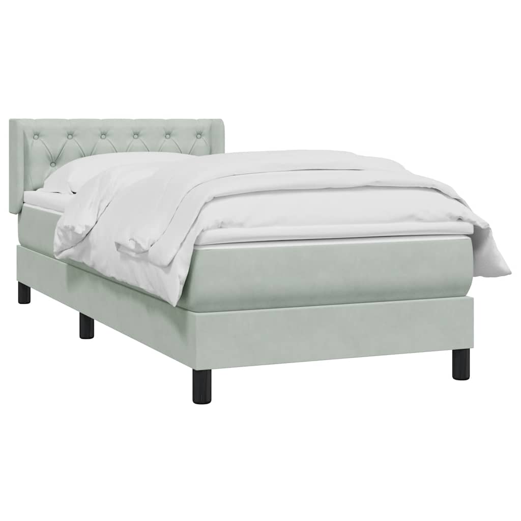 vidaXL Κρεβάτι Boxspring με Στρώμα Ανοιχτό Γκρι 80x210 εκ. Βελούδινο
