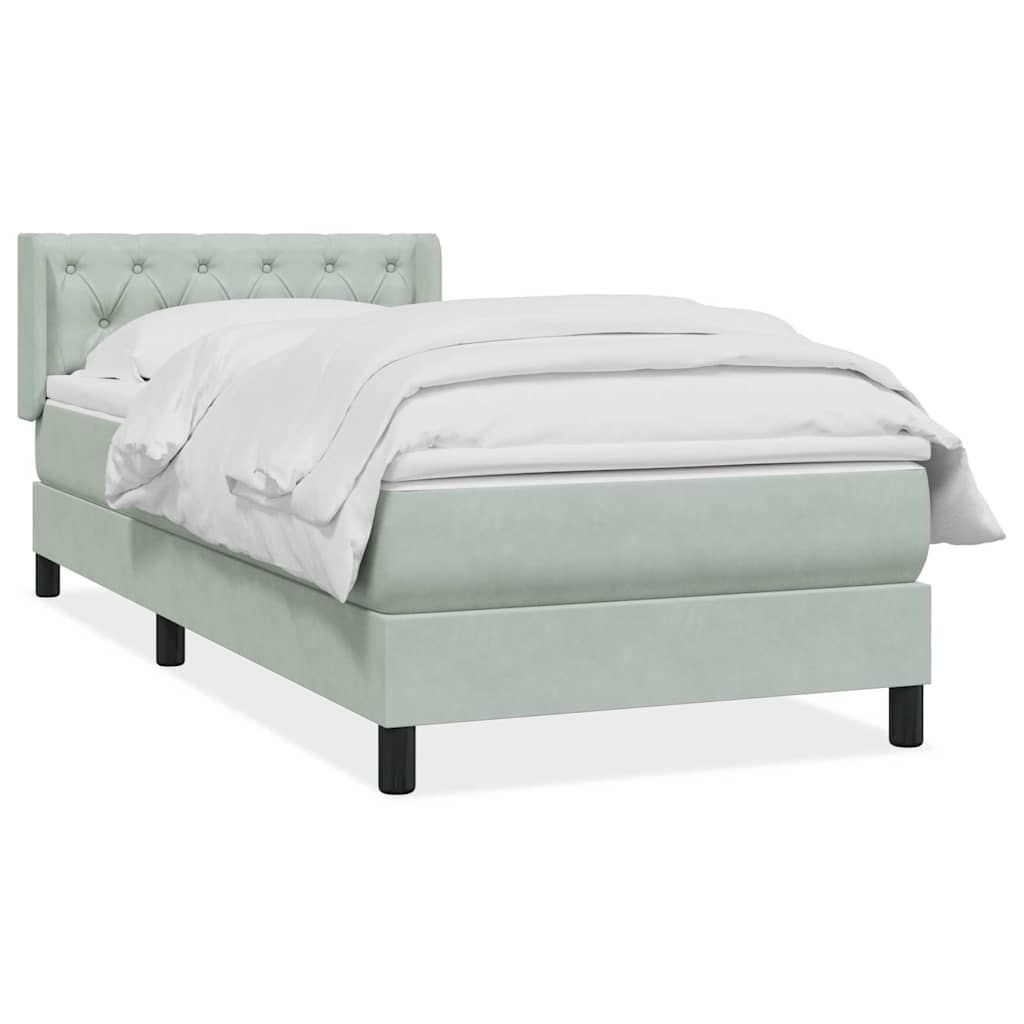 vidaXL Box Spring κρεβάτι με στρώμα ανοιχτό γκρι 80x220 cm Βελούδινο