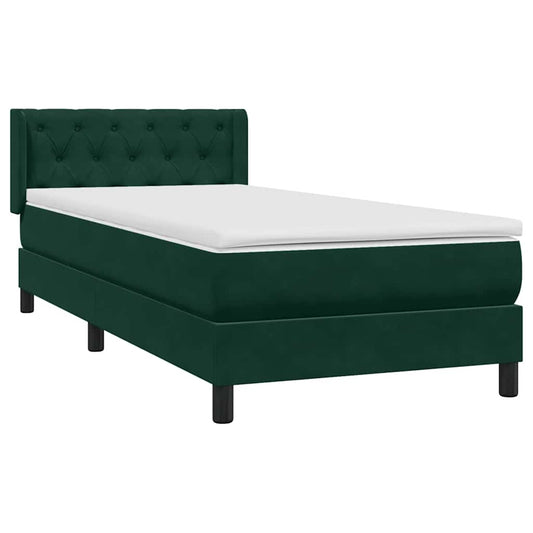 vidaXL Box Spring κρεβάτι με στρώμα σκούρο πράσινο 80x220εκ. Βελούδινο