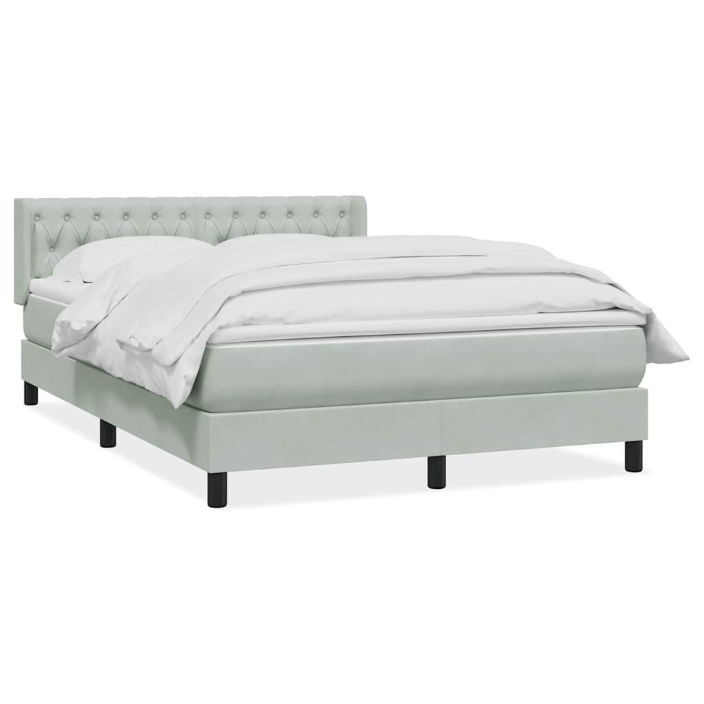vidaXL Κρεβάτι Boxspring με Στρώμα Ανοιχτό Γκρι 160x220 εκ. Βελούδινο