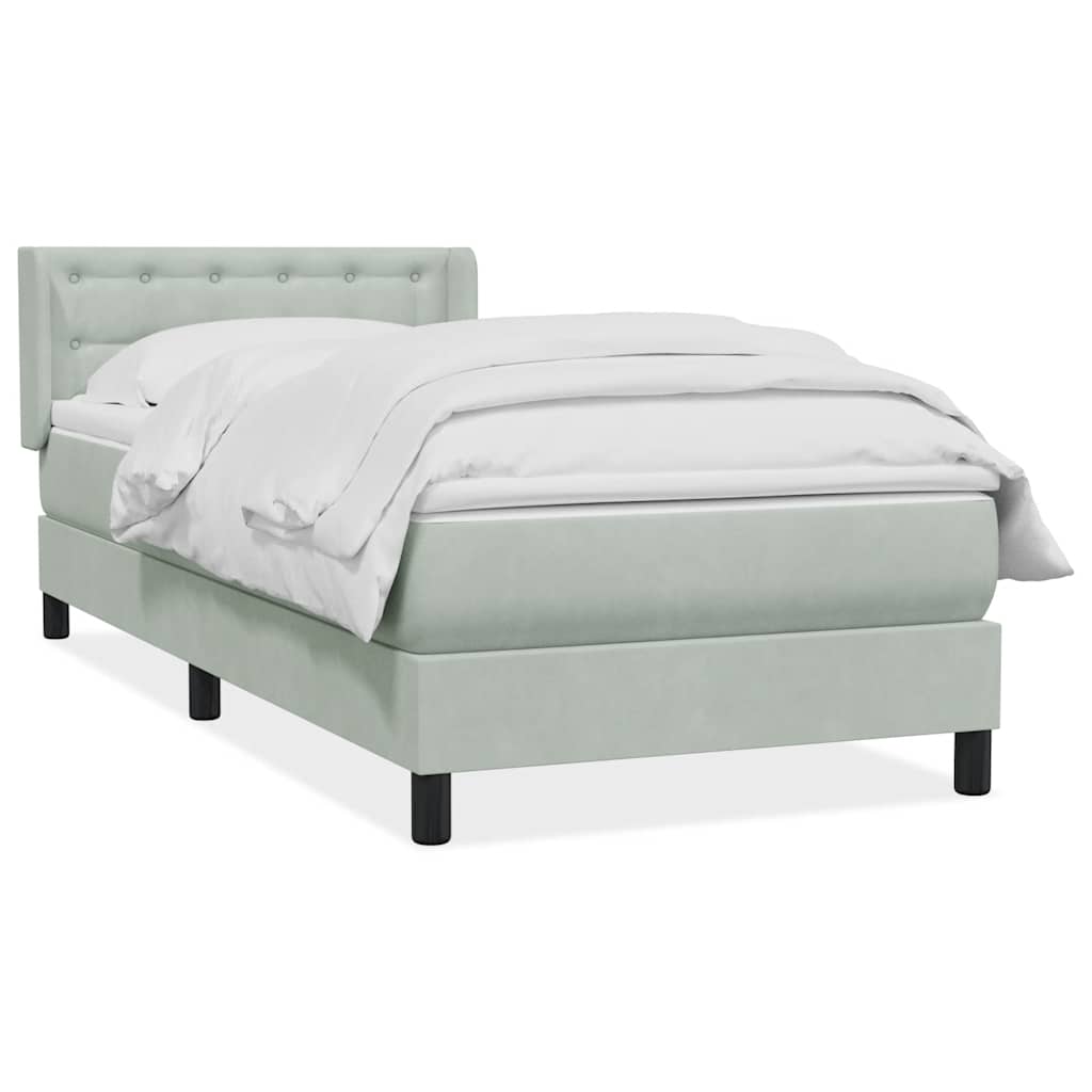vidaXL Κρεβάτι Boxspring με Στρώμα Ανοιχτό Γκρι 80x210 εκ. Βελούδινο