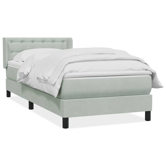 vidaXL Κρεβάτι Boxspring με Στρώμα Ανοιχτό Γκρι 80x210 εκ. Βελούδινο