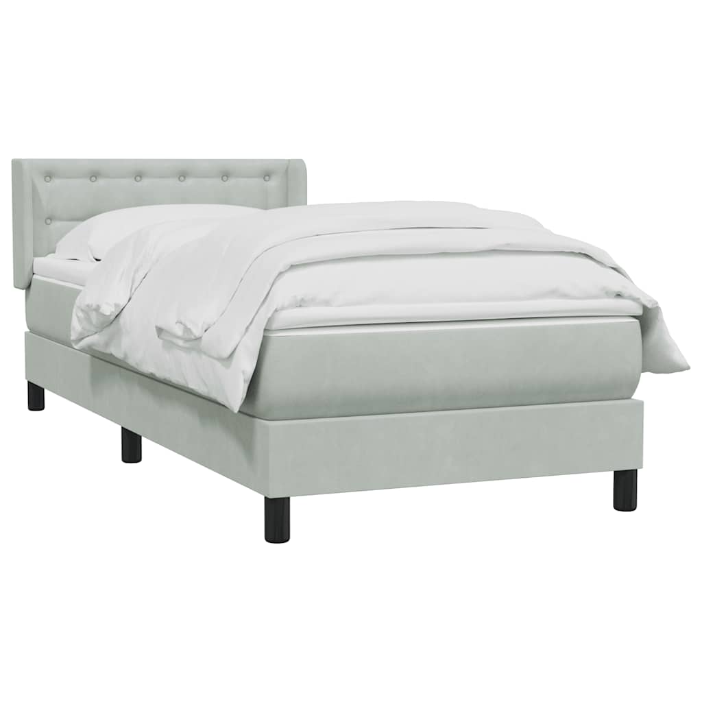 vidaXL Κρεβάτι Boxspring με Στρώμα Ανοιχτό Γκρι 80x210 εκ. Βελούδινο