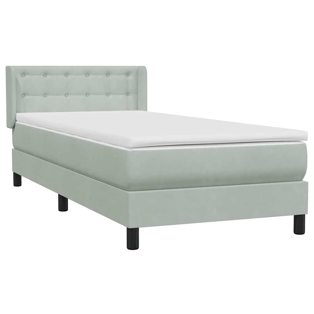 vidaXL Κρεβάτι Boxspring με Στρώμα Ανοιχτό Γκρι 80x210 εκ. Βελούδινο
