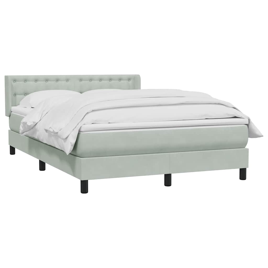 vidaXL Κρεβάτι Boxspring με Στρώμα Ανοιχτό Γκρι 160x210 εκ. Βελούδινο