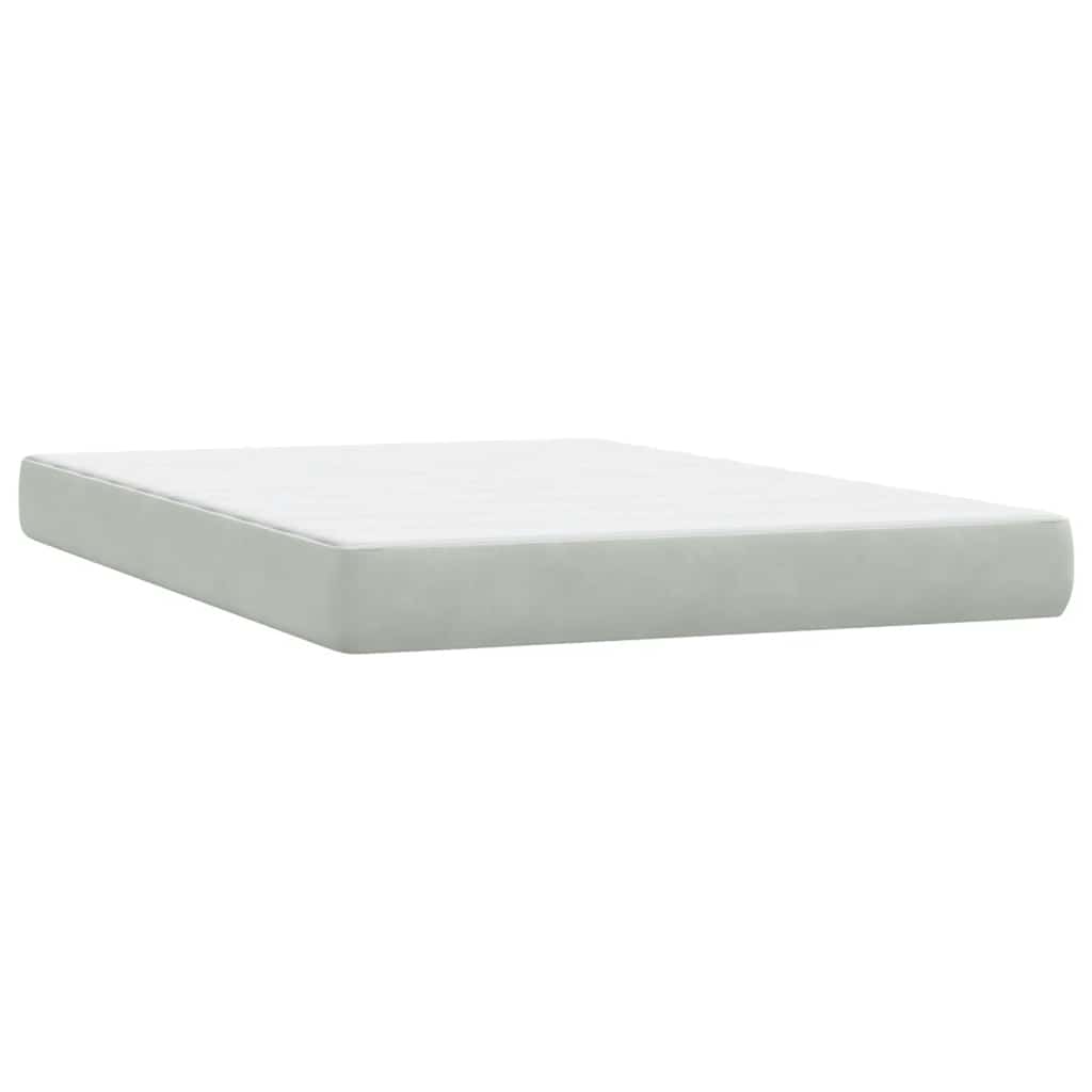 vidaXL Κρεβάτι Boxspring με Στρώμα Ανοιχτό Γκρι 160x210 εκ. Βελούδινο