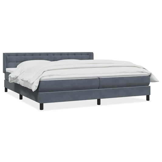 vidaXL Κρεβάτι Boxspring με Στρώμα Σκούρο Γκρι 180x210 εκ. Βελούδινο