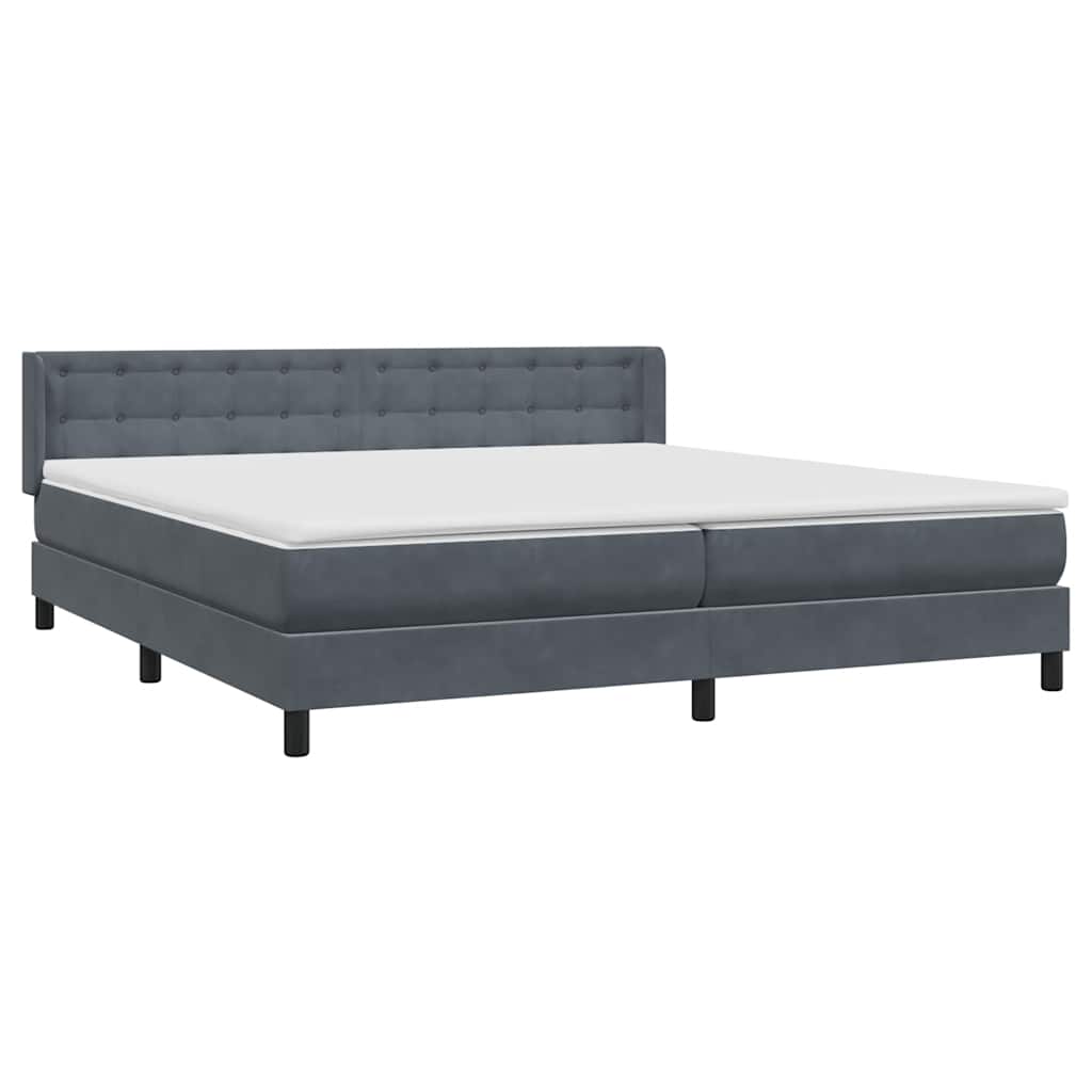 vidaXL Κρεβάτι Boxspring με Στρώμα Σκούρο Γκρι 180x210 εκ. Βελούδινο