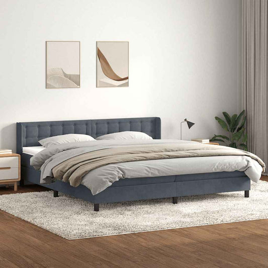 vidaXL Κρεβάτι Boxspring με Στρώμα Σκούρο Γκρι 180x210 εκ. Βελούδινο
