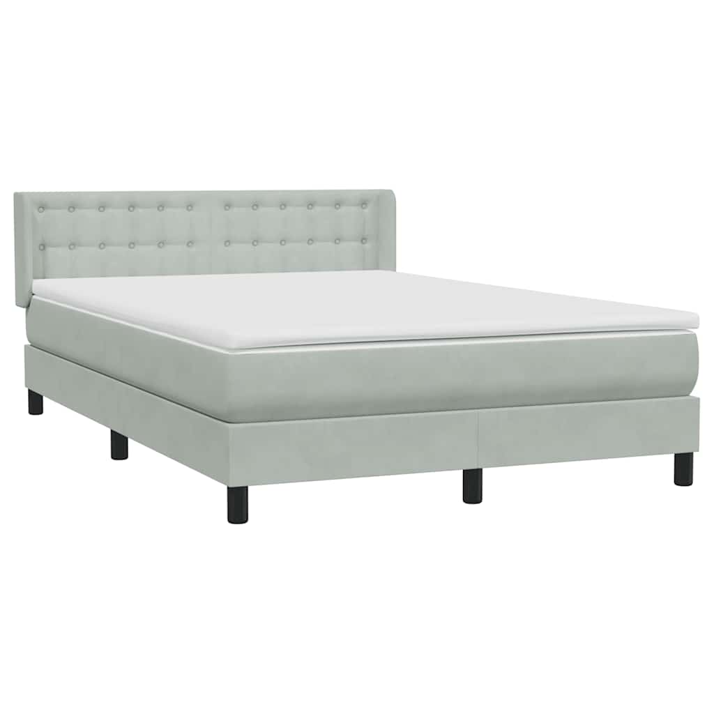 vidaXL Κρεβάτι Boxspring με Στρώμα Ανοιχτό Γκρι 160x220 εκ. Βελούδινο