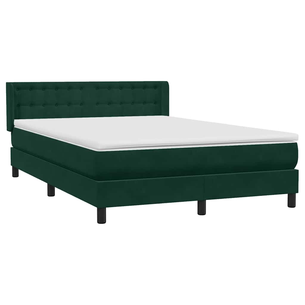 vidaXL Box Spring κρεβάτι με στρώμα σκούρο πράσινο 160x220cm Βελούδινο