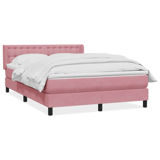 vidaXL Box Spring κρεβάτι με στρώμα ροζ 160x220 cm Βελούδινο