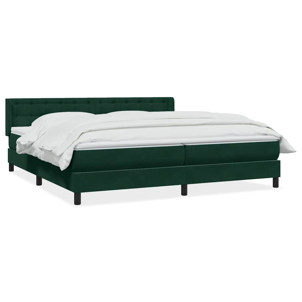 vidaXL Box Spring κρεβάτι με στρώμα σκούρο πράσινο 180x220cm Βελούδινο
