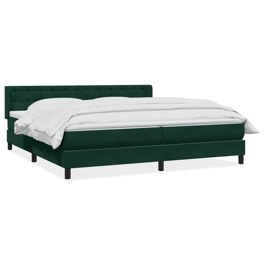 vidaXL Box Spring κρεβάτι με στρώμα σκούρο πράσινο 180x220cm Βελούδινο