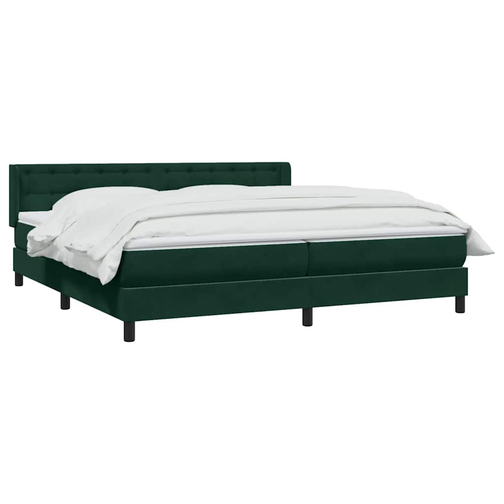 vidaXL Box Spring κρεβάτι με στρώμα σκούρο πράσινο 180x220cm Βελούδινο
