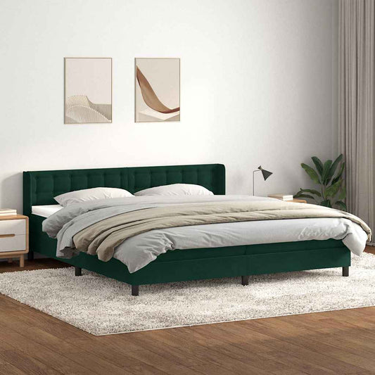 vidaXL Box Spring κρεβάτι με στρώμα σκούρο πράσινο 180x220cm Βελούδινο