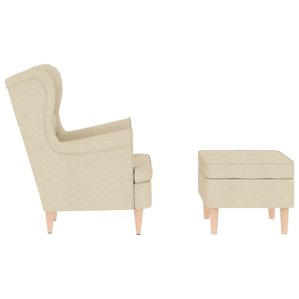 vidaXL Μπερζέρα Κρεμ Υφασμάτινη με Υποπόδιο