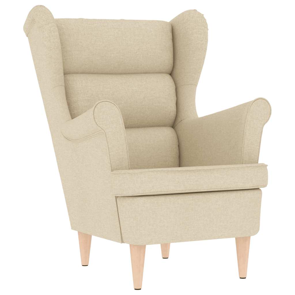 vidaXL Μπερζέρα Κρεμ Υφασμάτινη με Υποπόδιο