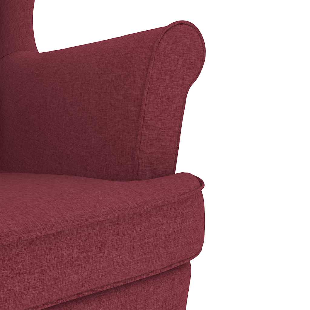 vidaXL Κουνιστή Καρέκλα Μπορντό Υφασμάτινη με Υποπόδιο