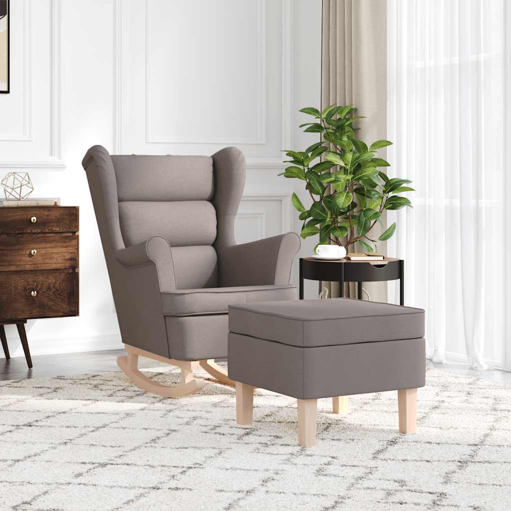 vidaXL Πολυθρόνα Κουνιστή Taupe Υφασμάτινη με Υποπόδιο