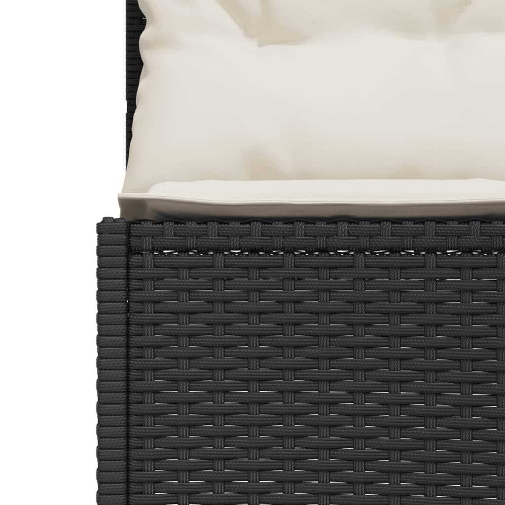 vidaXL Καναπές Κήπου Ημικυκλικός Μαύρος Συνθετικό Ρατάν με Μαξιλάρια