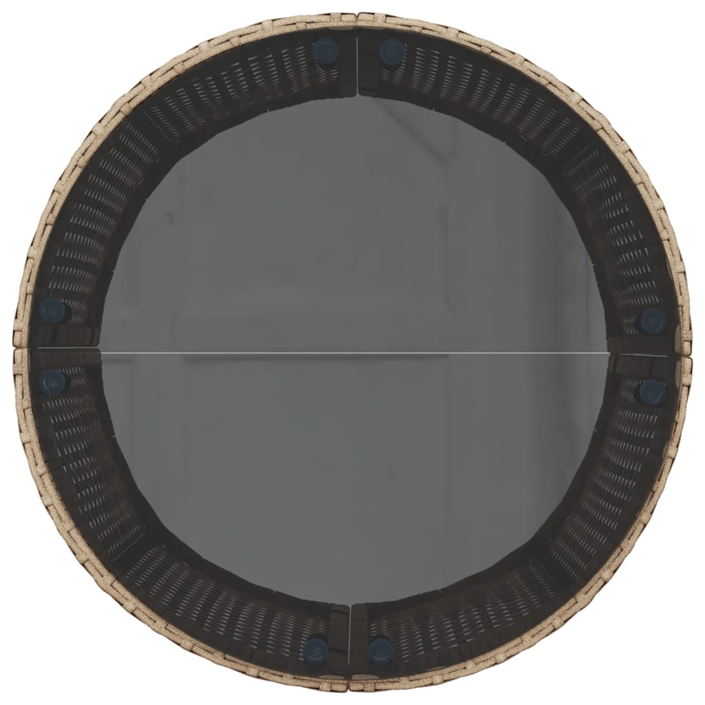 vidaXL Καναπές Κήπου Στρογγυλός Μπεζ Συνθ. Ρατάν Τραπέζι + Μαξιλάρια