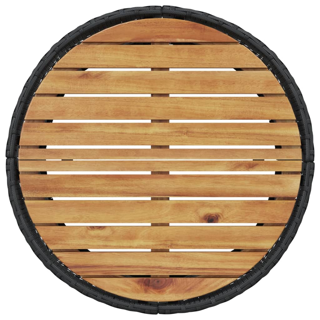 vidaXL Καναπές Κήπου Στρογγυλός Μαύρος Συνθ. Ρατάν Τραπέζι + Μαξιλάρια